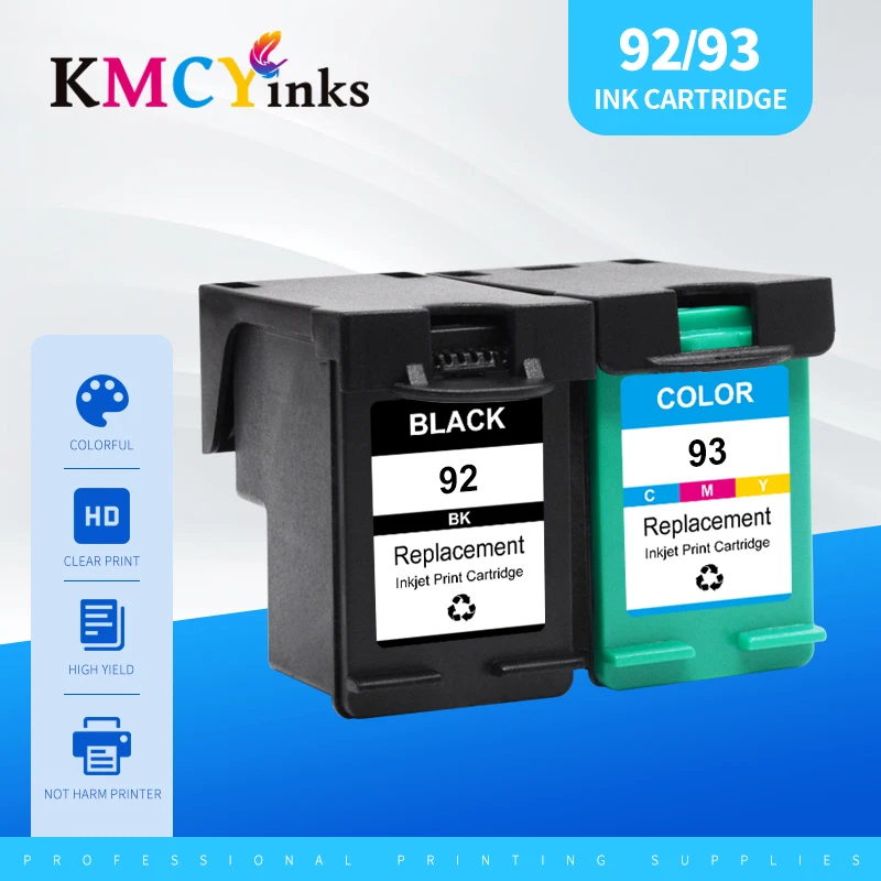 Cartucho de Tinta Substituto KMCYinks para HP 92 93, Compatível com HP92 Photosmart 7830 C3180 C3150 E5440 5442 5443 D4160 1510 6300 6310