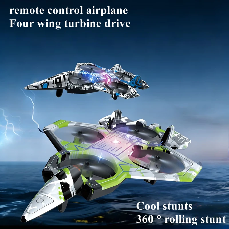 New Remote Control Plane Foam 2.4G Stunt Glider Fighter Radio Control Airplane Toys Hobby Toy with Light 360 ° Rolling Stunt