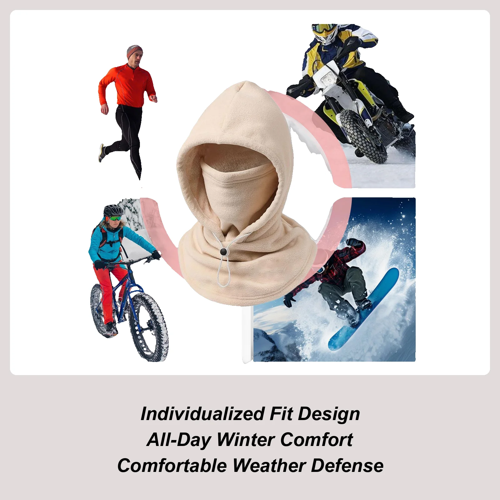 

Winter Face Cover Windproof Warm Adjustable Drawstring Headwear Warm Winter Hat For Cold Weather Cycling Outdoor Work Hiking