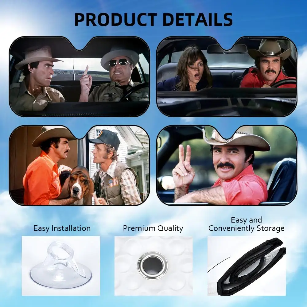 

Солнцезащитный козырек Smokey And The B-Bandit, многоразовый, из алюминиевой фольги, для лобового стекла автомобиля, защита от ультрафиолета, теплоизоляционный чехол-накидка