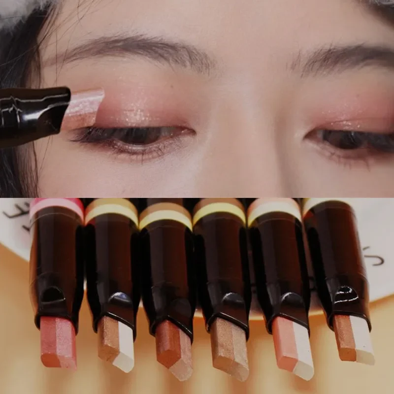 Lápiz de sombra de ojos de doble Color, sombra de ojos de Color degradado, sombra de ojos, crema, maquillaje cosmético, maquillaje coreano