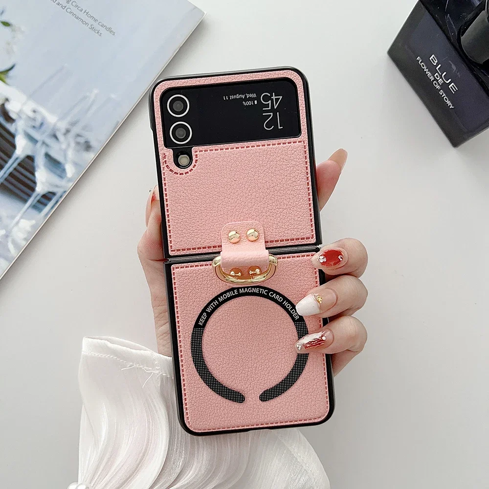 Flip8 PU-Leder Magnetische Handyhülle für Samsung Galaxy Z Flip 8 7 fe 6 5 4 mit Ringhalter Magsafe Kabellose Aufladung – Detail 10