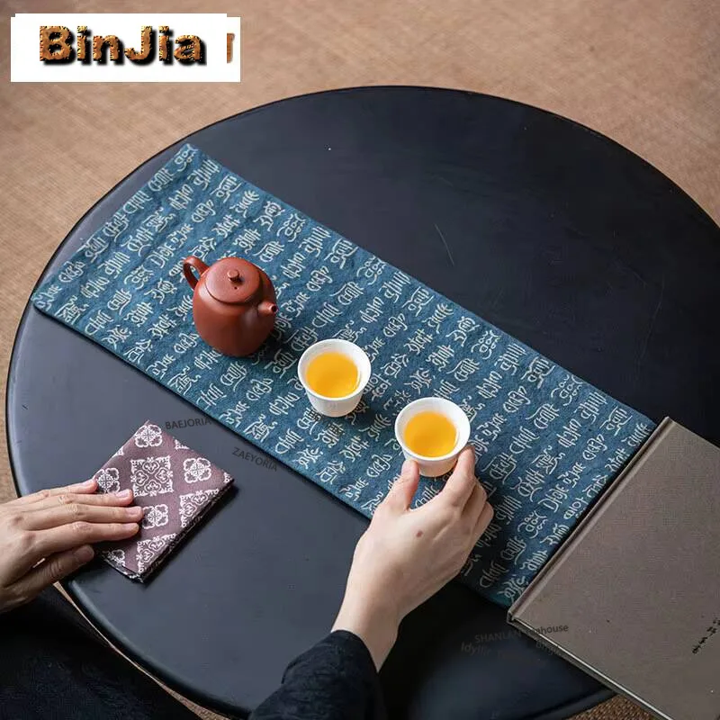 Handmade Waterproof Tea Mat Zen Home Tea Table Flag Canvas Chinese Tea Professional Flag Zen Tea Table Towel Cloth Tea Services view 6