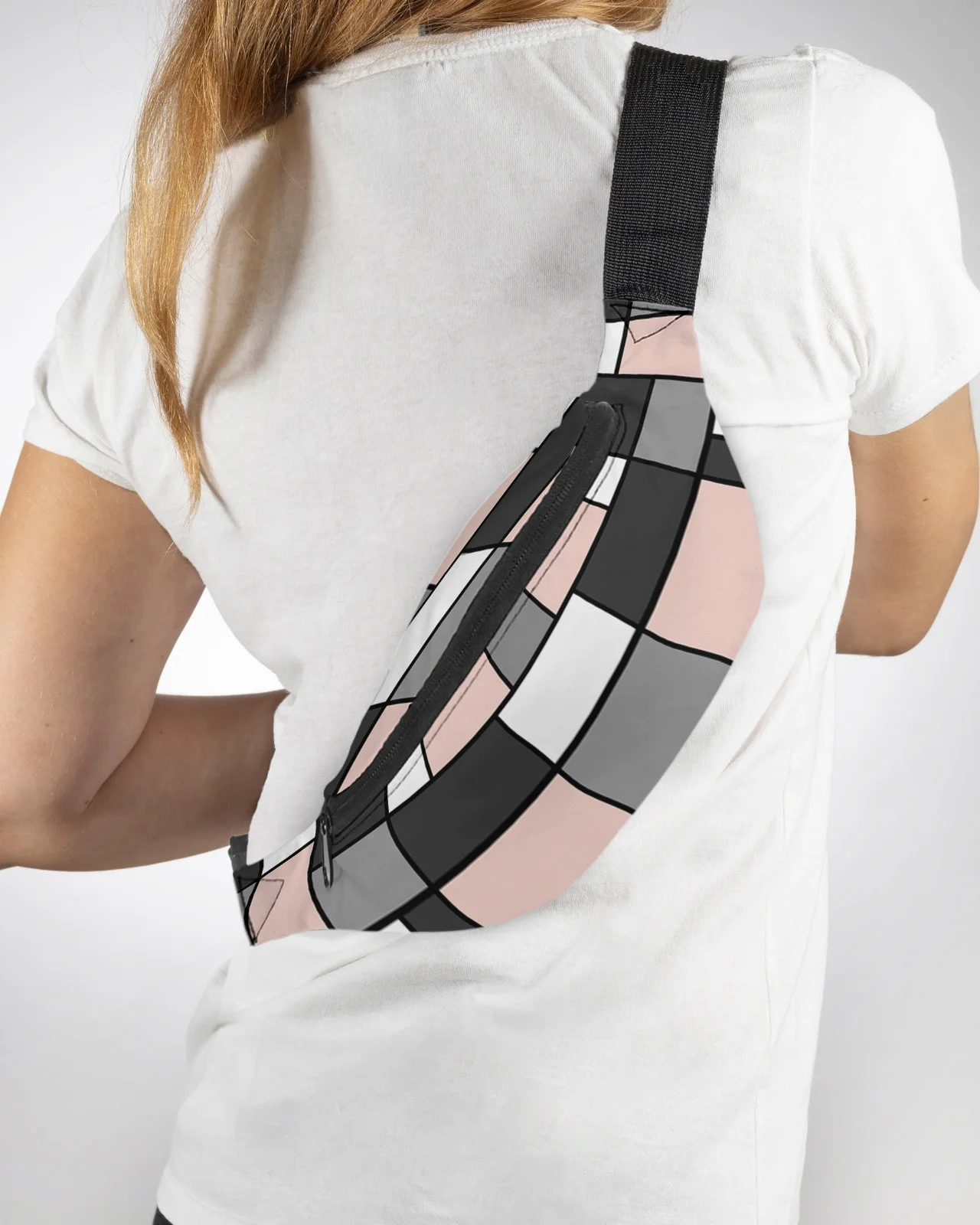 Geometry Pink Abstract Men Wallet Women Waist Bag Fanny Pack Purse Large Phone Belt Bag Wallet Pouch Waterproof Banana Hip Bags