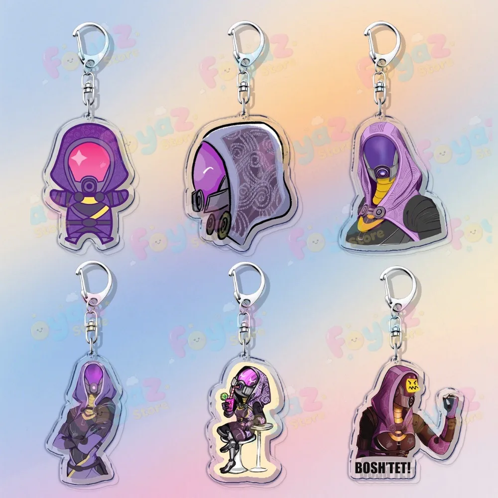 لعبة كتلة تأثير المفاتيح اكسسوارات حقيبة سيارة السحر Tali Zorah Garrus Vakarian سيارة Keyrings مجوهرات المشجعين الأصدقاء هدية #2