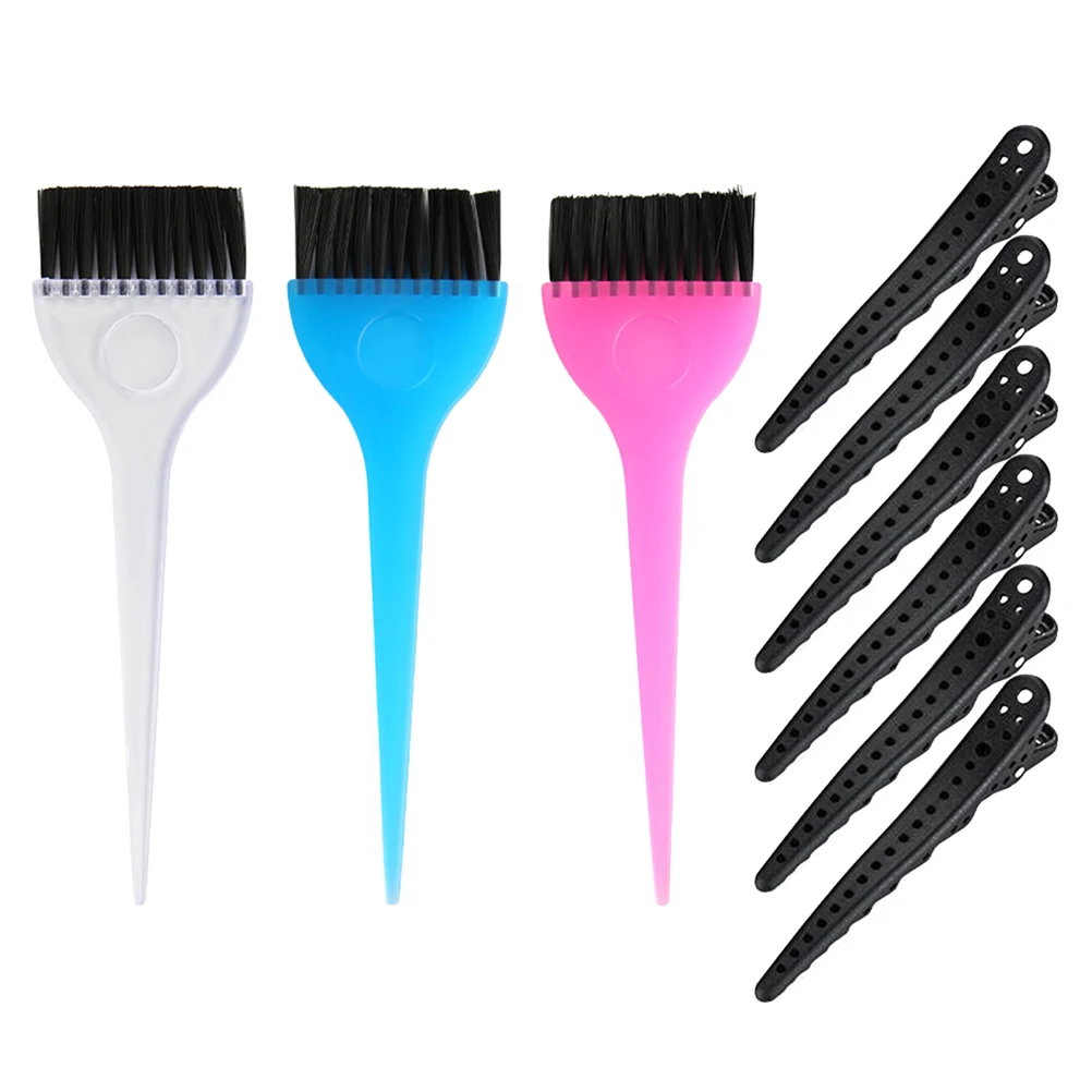 

9pcs Hair Dye Comb Clip Set Coloring Brushes Sectioning Clips Salon Supplies Tools Kit Use Durable Practical