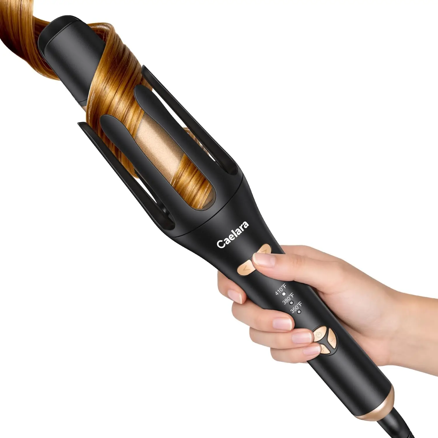 

Automatic Curling Iron, Beach Waves Wand, Fast Heating 2-Way Rotation Anti-Scald Ionic Ceramic (Black)