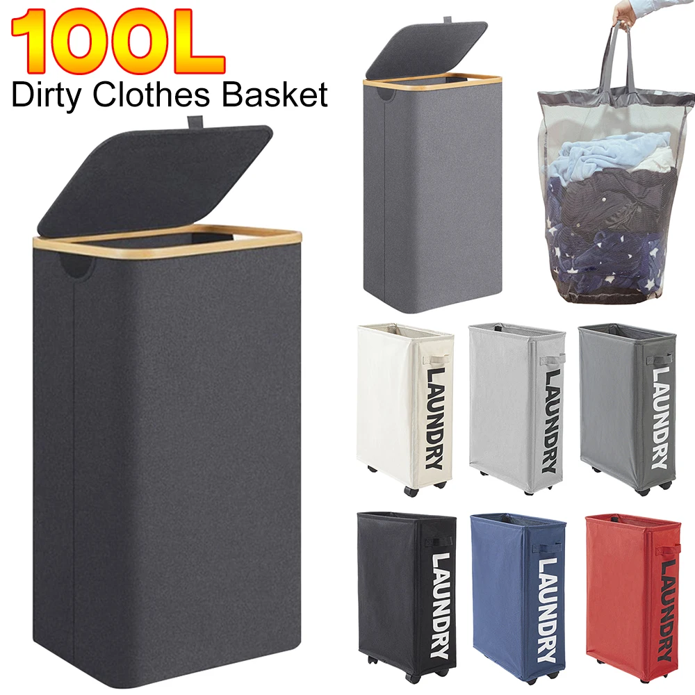 

100L Foldable Dirty Laundry Basket Large Dirty Clothes Organizer Waterproof Laundry Bag Clothes Storage Basket Dirty Laundry Bin