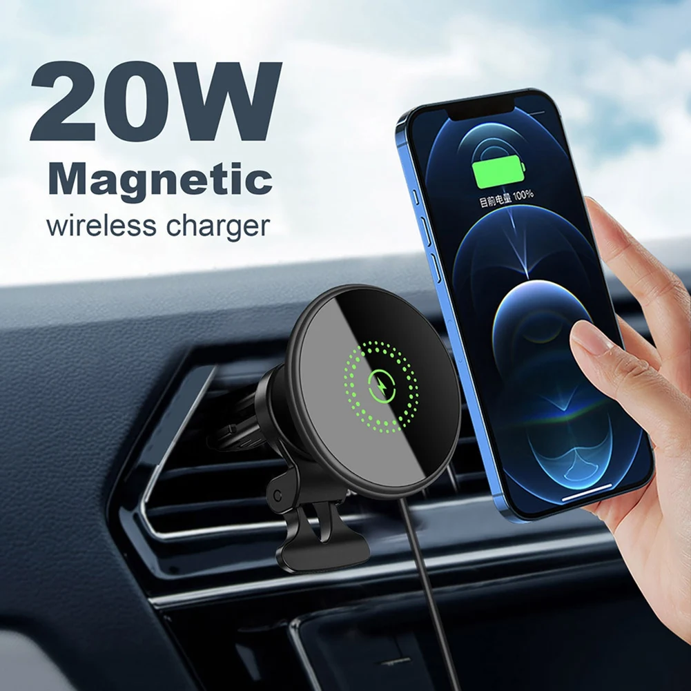 

XB-Car Magnetic Phone Holder Fast Wireless Charger Vehicle Air Vent Mount For Iphone 12 13 14
