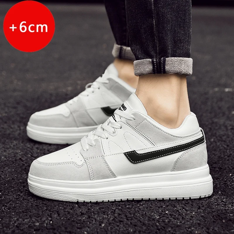 Casual couple board shoes Trendy versatile design styles Outdoor street walking youth Height increasing Genuine leather shoes