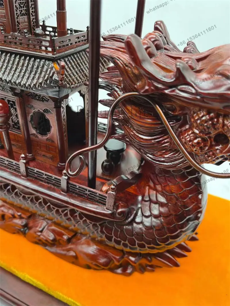 Wood carving West Lake dragon boat model desktop ornament factory direct sales can be customized