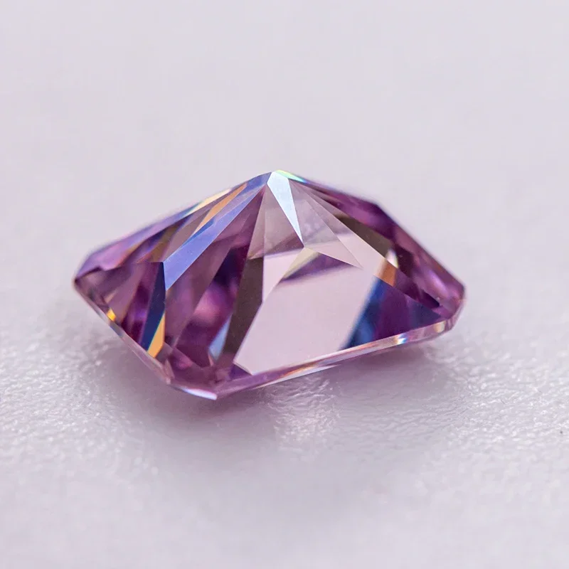 Pedra moissanite cor roxa clara corte radiante laboratório cultivado diamante diy anel colar brincos materiais principais com certificado gra