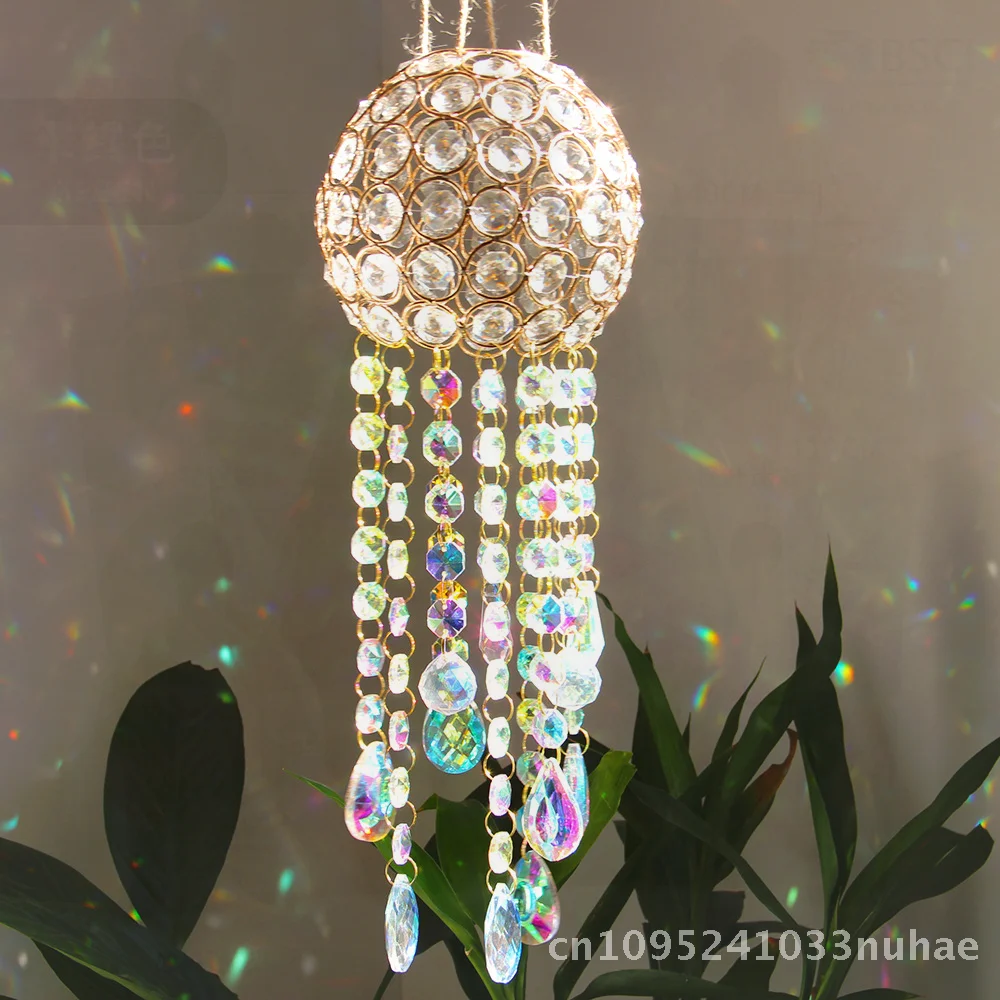 

Handmade Crystal Wind Bell Pendant Modern Minimalist Style Window Hanging Sun Catcher Christmas Charm Gift Cross-border