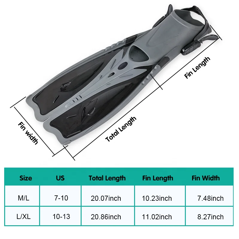 Professional Diving Long Blade Fin High Quality Snorkeling Diving Swimming Fin Men's Free Diving Rubber Swimming Fin