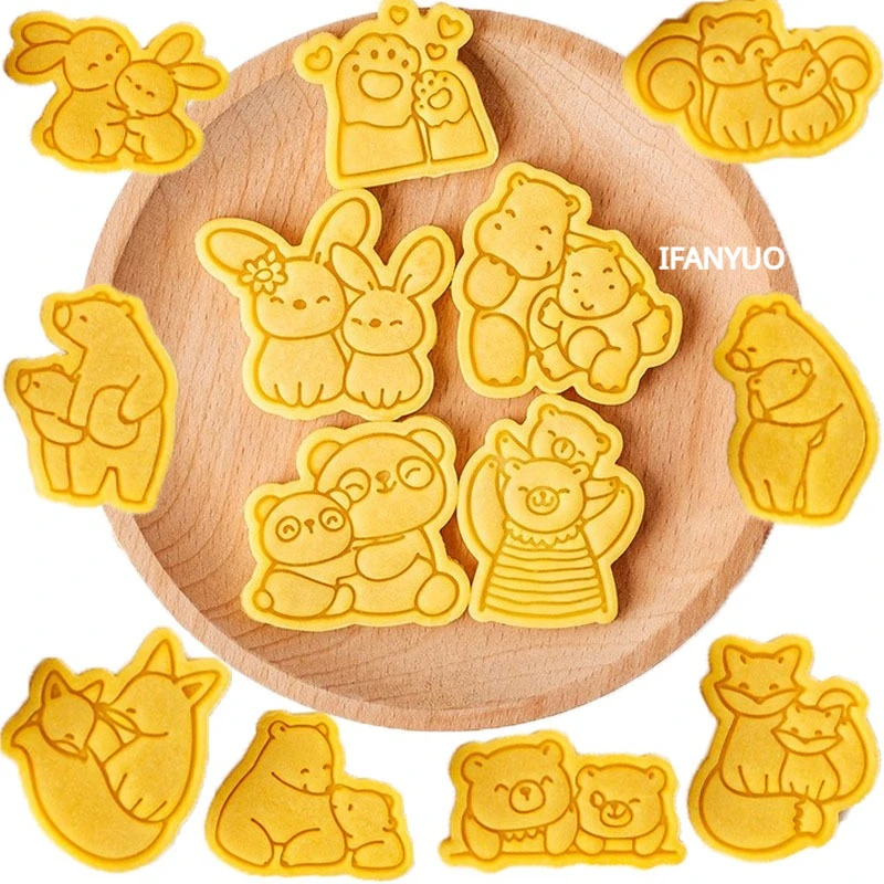 Mini Cartoon Tier Cookies Schneider Kunststoff Pressbare Keks Form Süßwaren Cookie Stempel Backen Gebäck Dekoration Werkzeuge