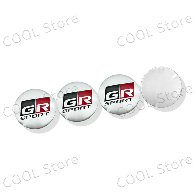 Car Decor 4Pcs 56mm GR Sport Emblem Wheel Center Tire Dust Cover Stickers For Toyota Camry Prius Rav4 Corolla Hilux Yaris