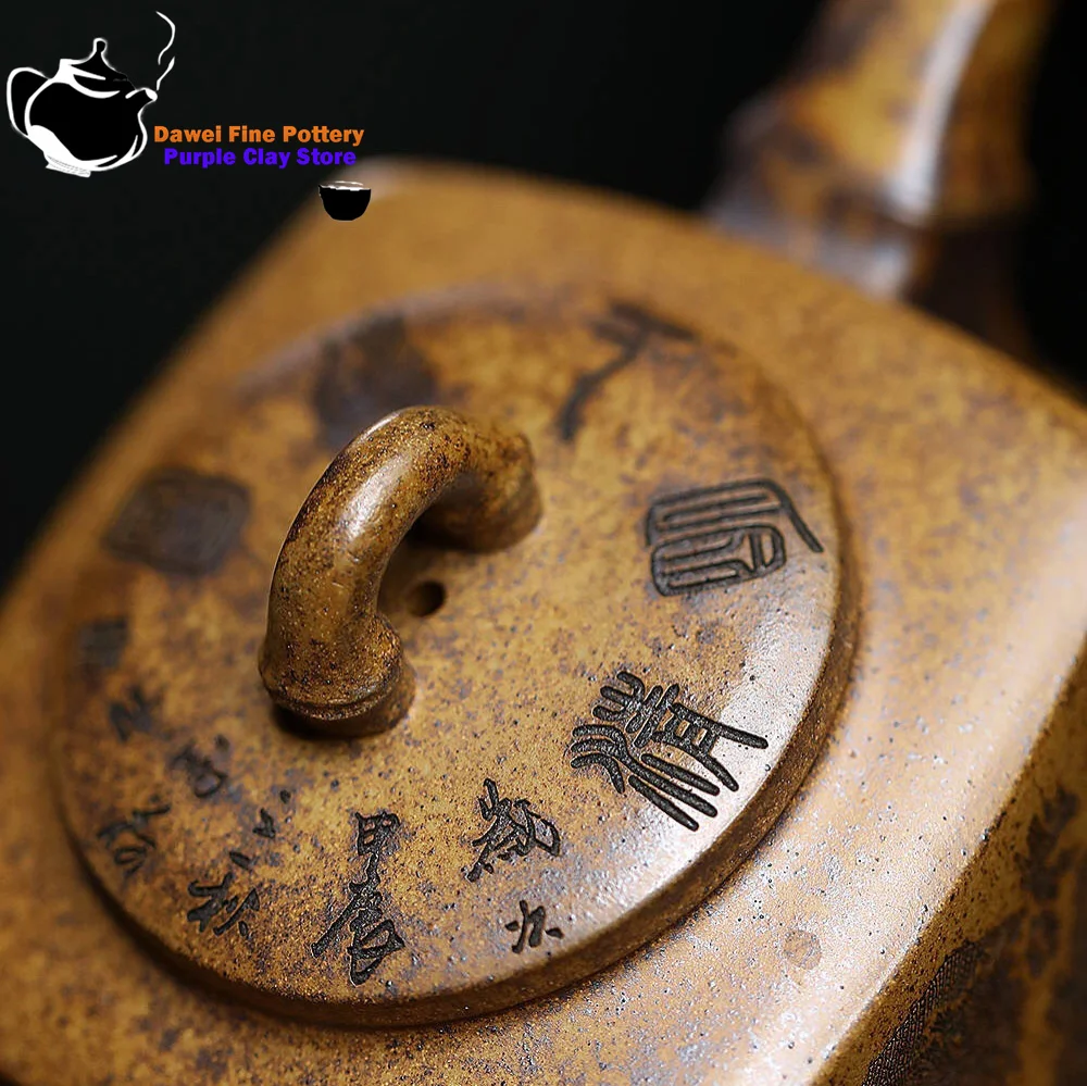 Yixing semi handmade purple clay teapot with dragon bones, Jinsha high-temperature wood fired bamboo teapot