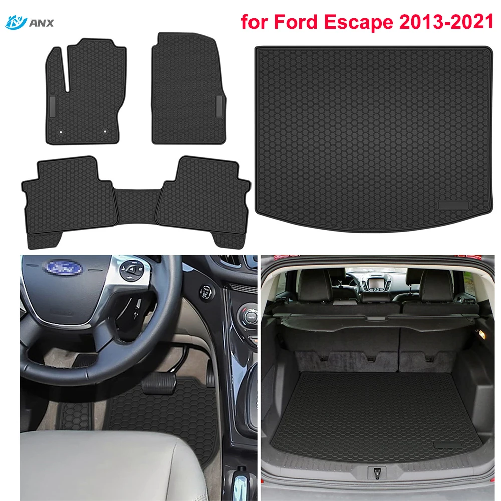 

ANX Cargo Liner+Floor Mats for Ford Escape 2013-2021 Heavy Duty Front+Rear Car Liner Carpet Trunk Mat Tray All Weather Odorless