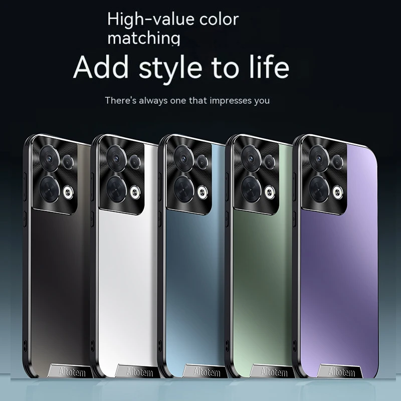 

Matte Skin Friendly Backboard+Metal Border Magnetic Back Cover for OPPO Reno8 Pro 5G Phone Case Lens Protective Case Phone Shell