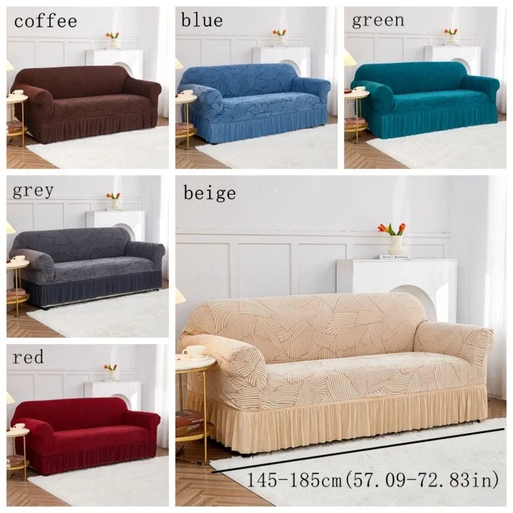 Soft Jacquard Design Sofa Cover Removable Skirted Design Couch Cover Stretch Fabric Elastic Edge Sofa Protector Bedroom