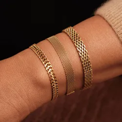 Bracelet à maillons en maille vintage pour femmes, bracelet optique en acier inoxydable