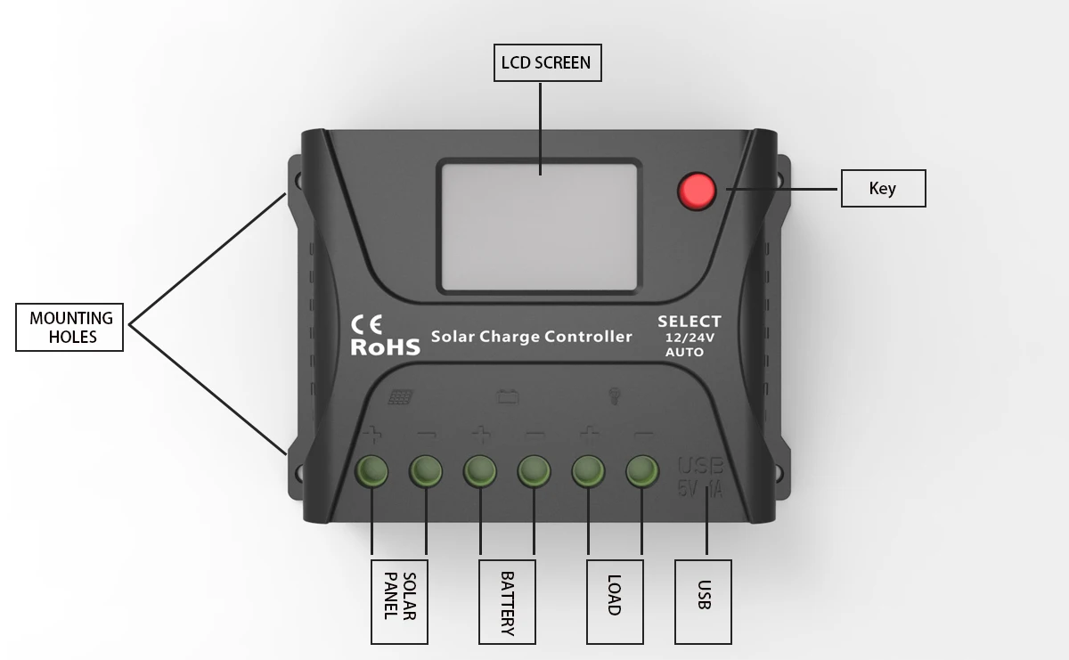 12v/24v 60A pwm solar charge controller intelligent