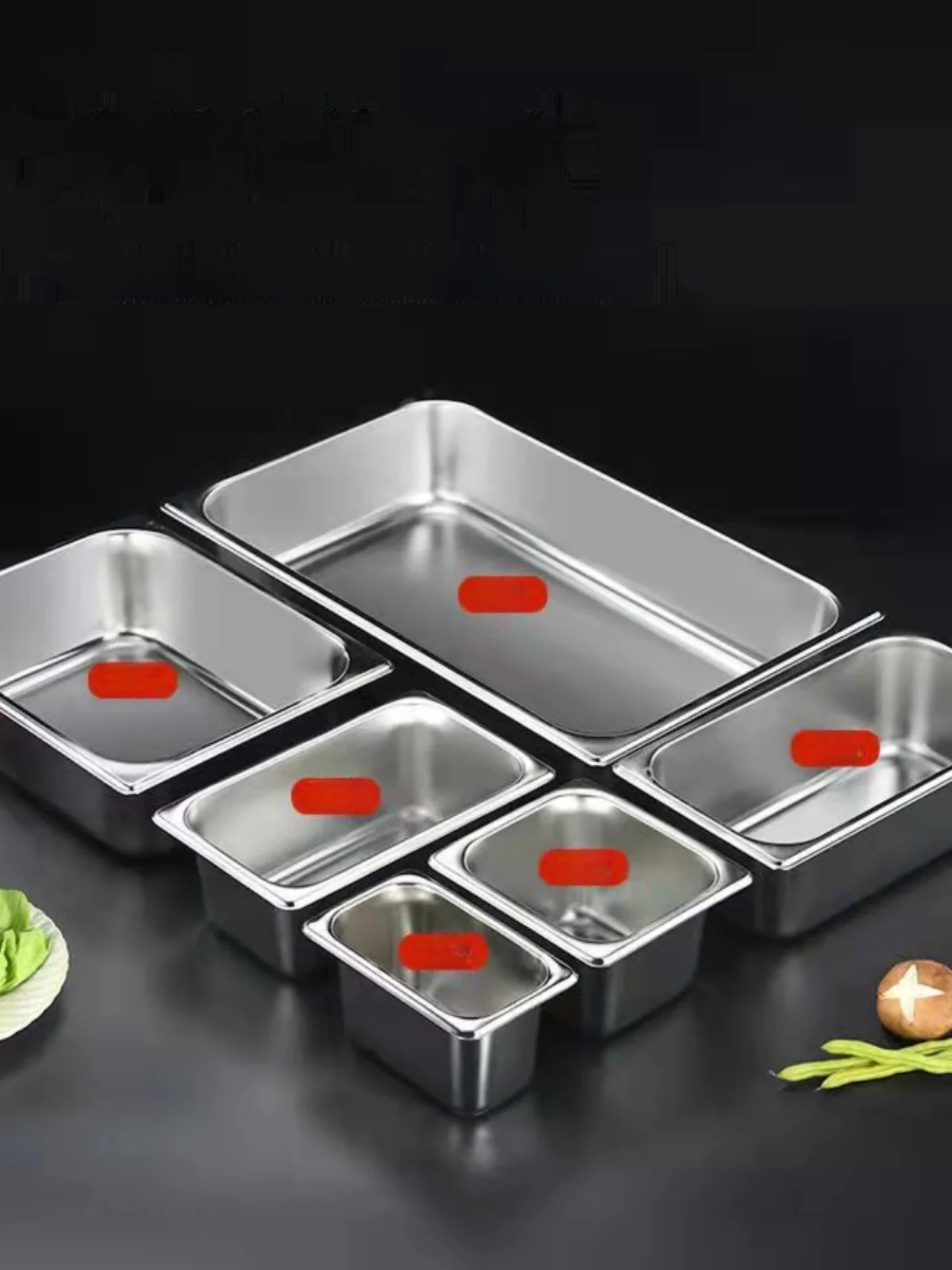 Bandeja Rectangular de o Inoxidable ueso para Comida, con Cartimentos para Helados, Tapa y Base para Servicio de Ali...