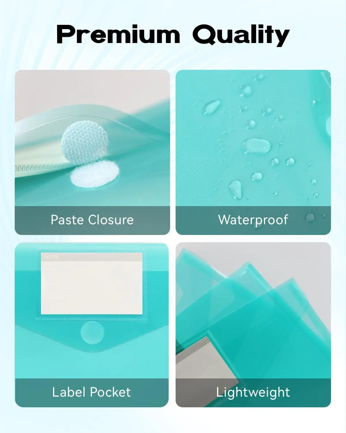 Paquete de 6 bolsillos para carpetas de 2/3/4 anillas, carpetas de archivos con cierre de bucle y etiqueta, carpeta de sobres de plástico expandible