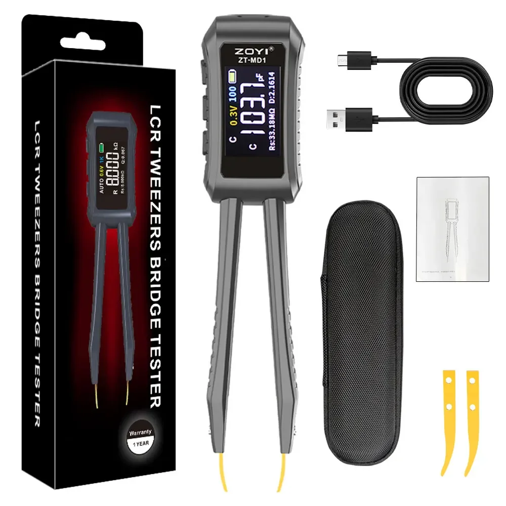 ZOYI ZT-MD1 Digital Smart Tweezer LCR SMD ESR Tester Resistance Capacitance Inductance Continuity Diode Test Measurement Tools