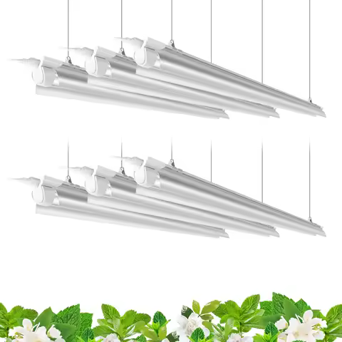 4FT Full Spectrum LED Grow Lights, 5000K Daylight White, 252W T8 Strips for Indoor Plants, Greenhouse - 6 Pack