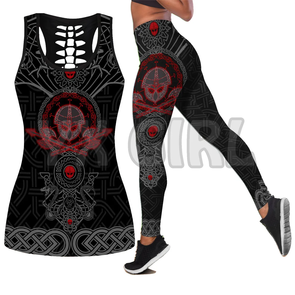 

Viking - Shield maiden 3D Printed Tank Top+Legging Combo Outfit Yoga Fitness Legging Women