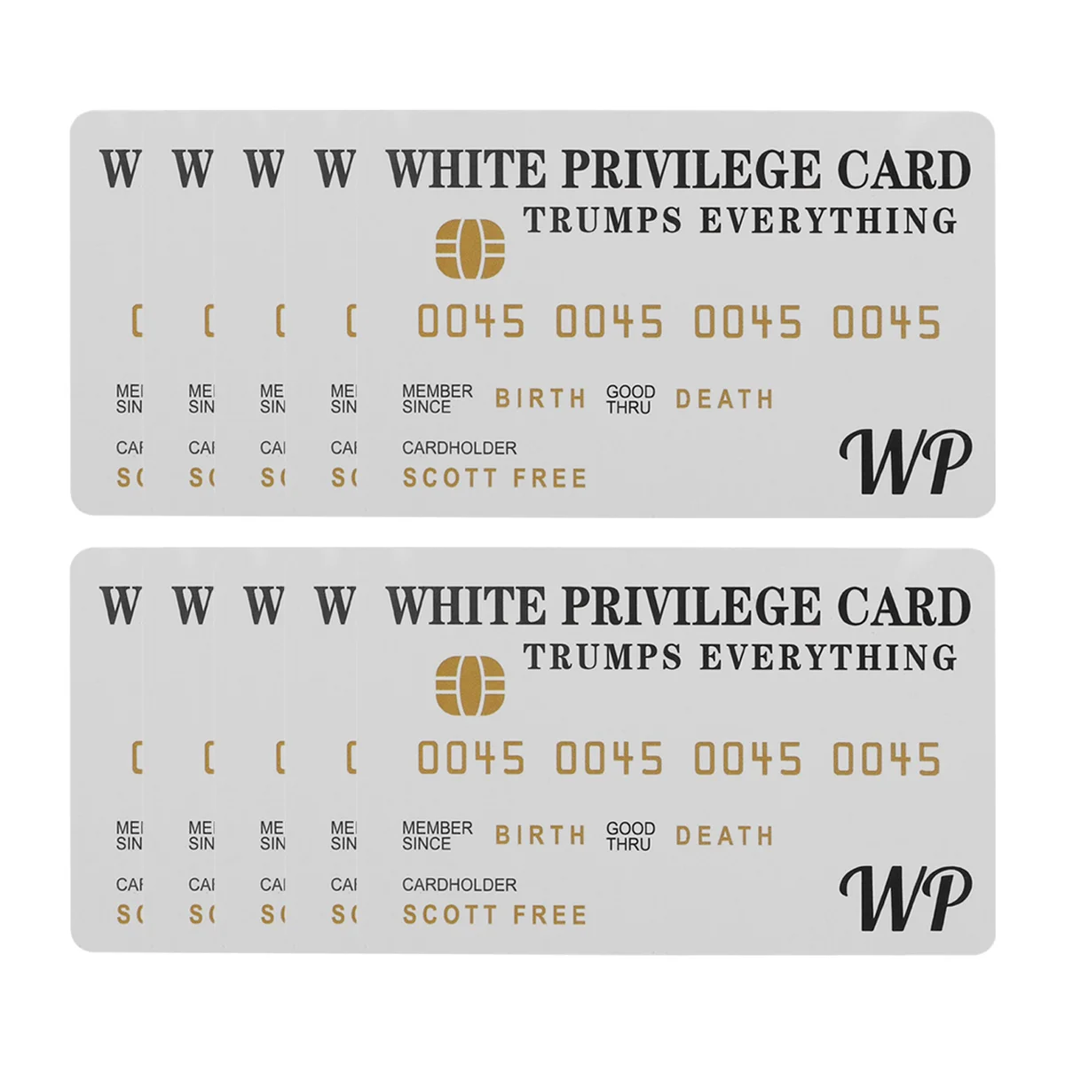 10 PCS Tarjeta de privilegio blanca Trumps Everything Conjuntos de tarjetas de crédito, Tarjeta de inserción de billetera Tarjeta romántica Regalos de empresa