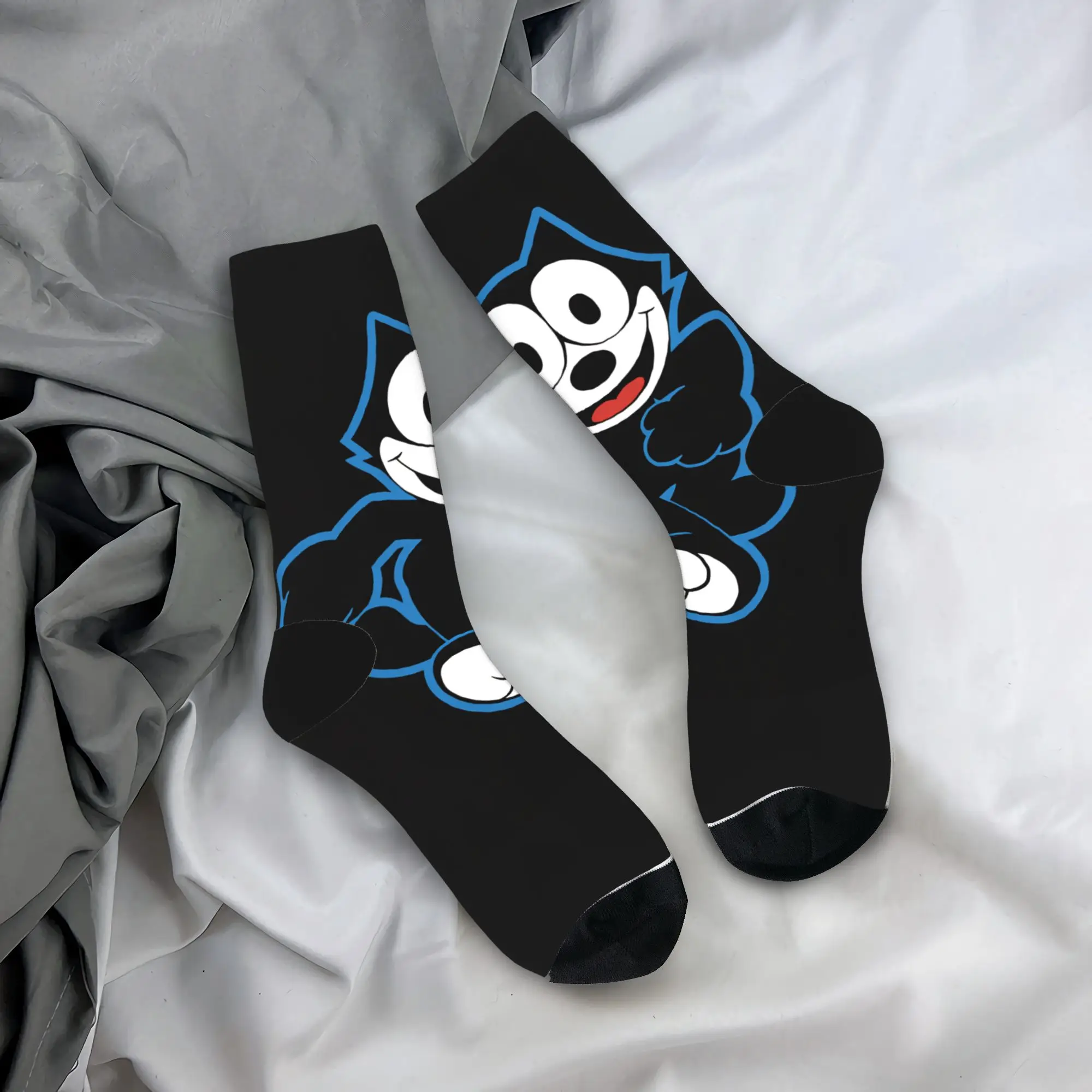 F-Felixs Black Cat Stockings  Gothic Socks Couple Soft Breathable Socks Autumn Outdoor Graphic Anti Sweat Socks Gift