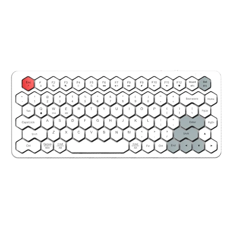 

F3KE Bluetooth-compatible Keyboard with Hexagon Key White Colorful, Rechargeable Portable Keyboard with Built in Battery