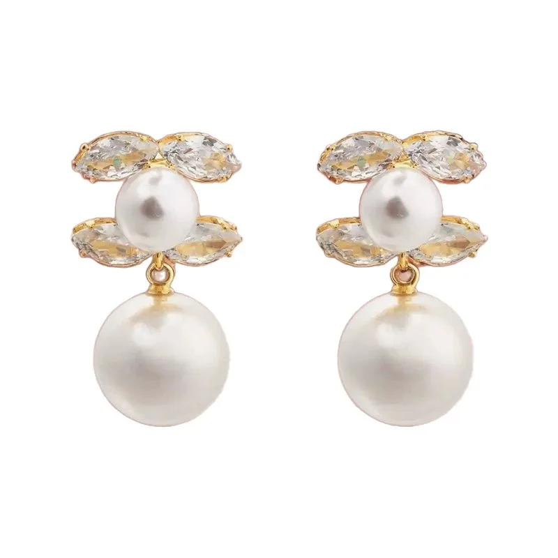 موضة جديدة الزركون وأقراط رسالة اللؤلؤ تصميم فاخر أنيق المرأة يتدلى مجوهرات Aretes De Mujer 2026 #5