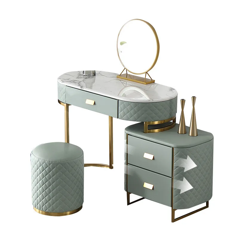 ドレッサー モダン シンプル 小さなアパート 収納一体型キャビネット 寝室 ランプ付き ミラー付き スツール付き