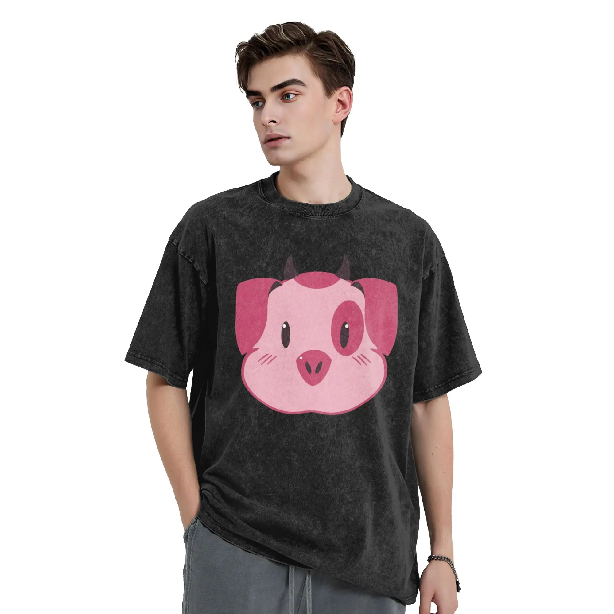 تي شيرت Hazbined Hoteled Fat Nuggets Angel Dust تي شيرت هيب هوب مغسول 100% قطن عالي الشارع تي شيرت رائع للرجال ملابس الشارع الشهير تي شيرت #3