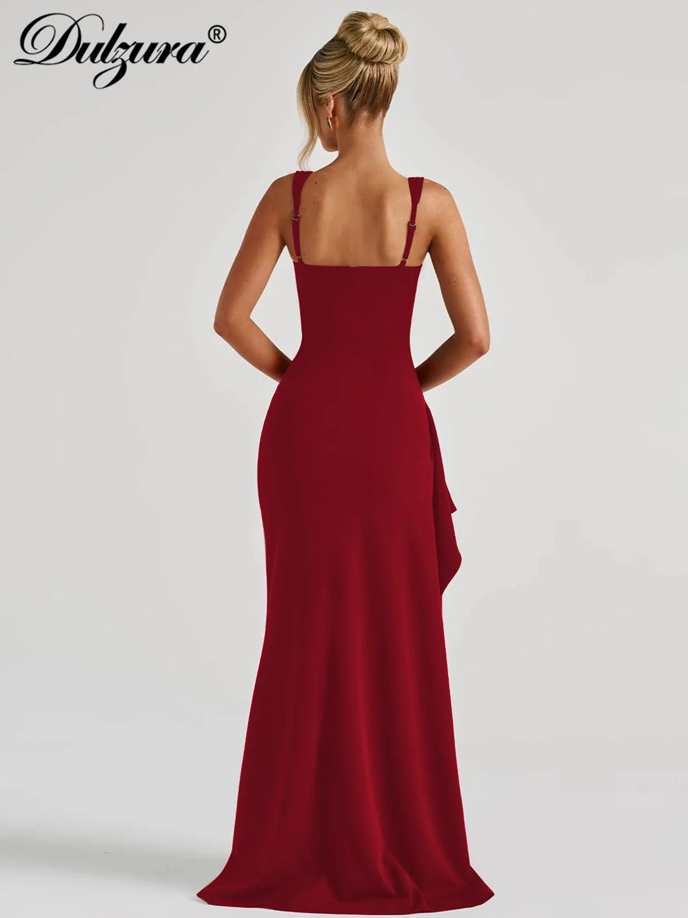 DulzuraแขนกุดBackless Bodycon Ruchedด้านข้างCami Maxiชุดเซ็กซี่Elegantชุดยาวปาร์ตี้Clubwearฤดูร้อนชุด