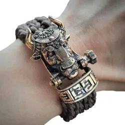 1 Set Paracord Bracelet DIY Accessories Pendant Brass Parts Cow Head Buckle Lanyards Charms