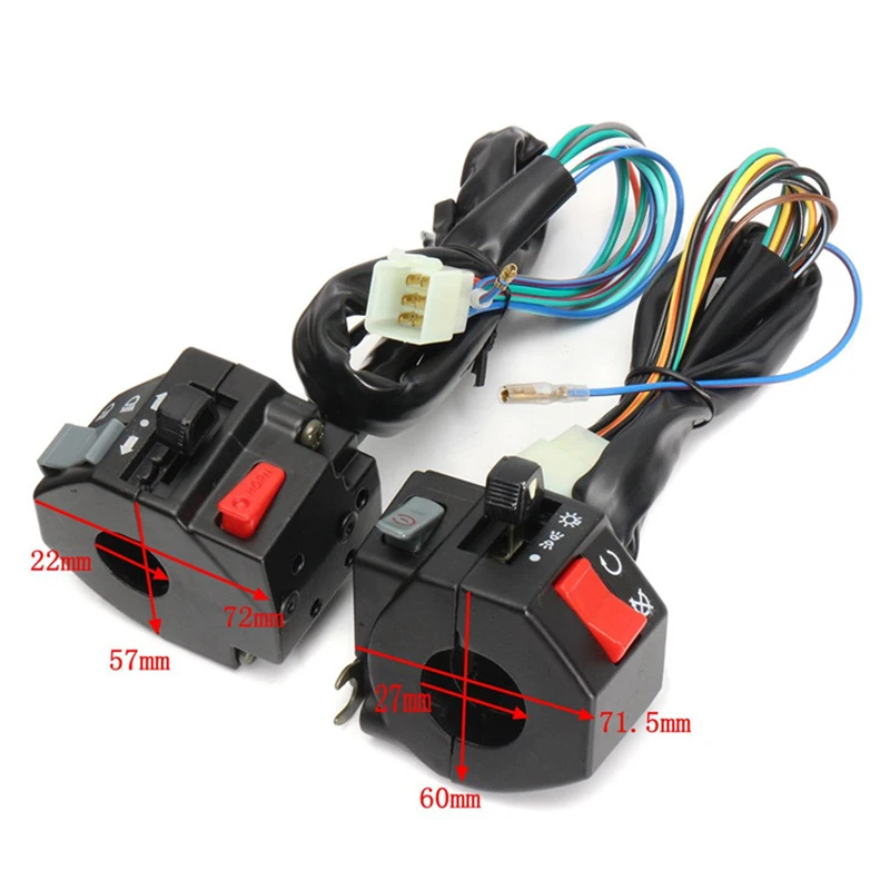 Motorcycle Switch Switches Fog Light Horn Turn Signal Switches Motorbike ATV Handlebar Left Right Side Control 1Pair 22mm
