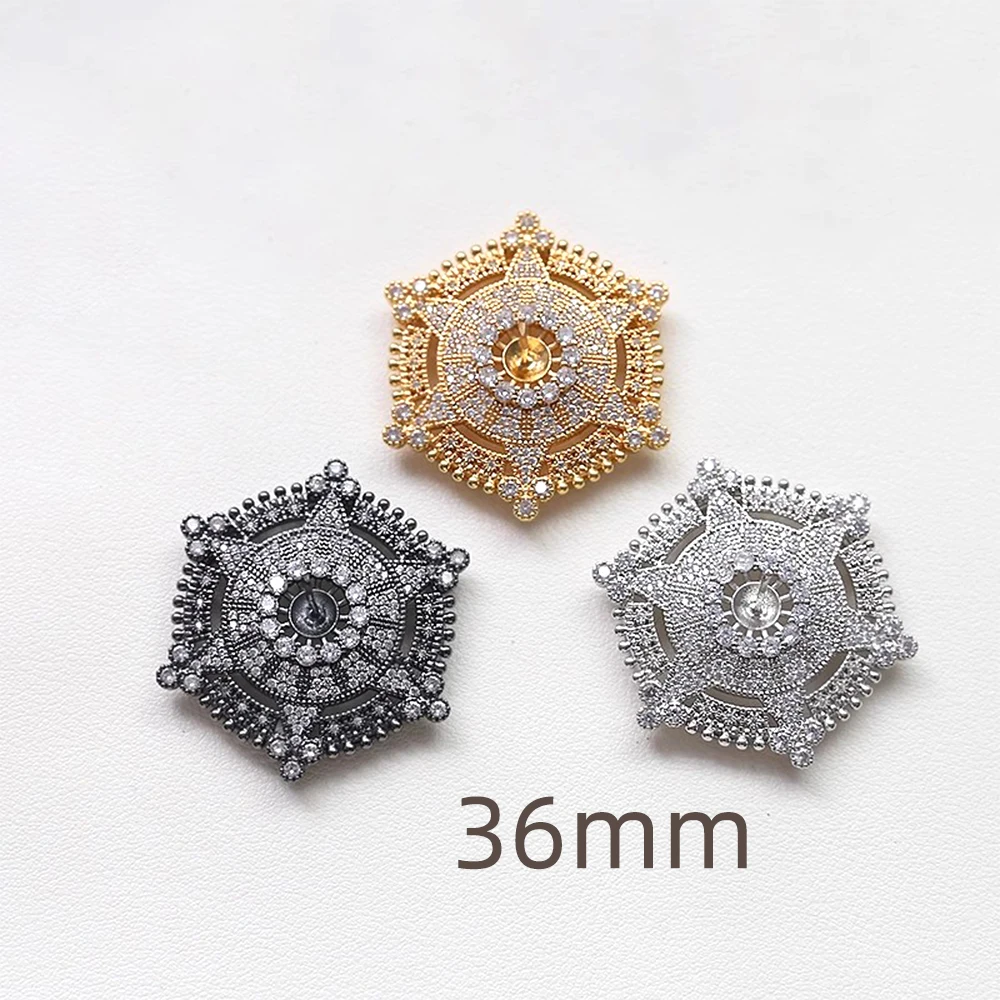1 Piece Copper Plated with Genuine Gold Zircon Inlay Exquisite Pin Base DIY Makes Fashionable Jewelry Baroque Doll Accessories