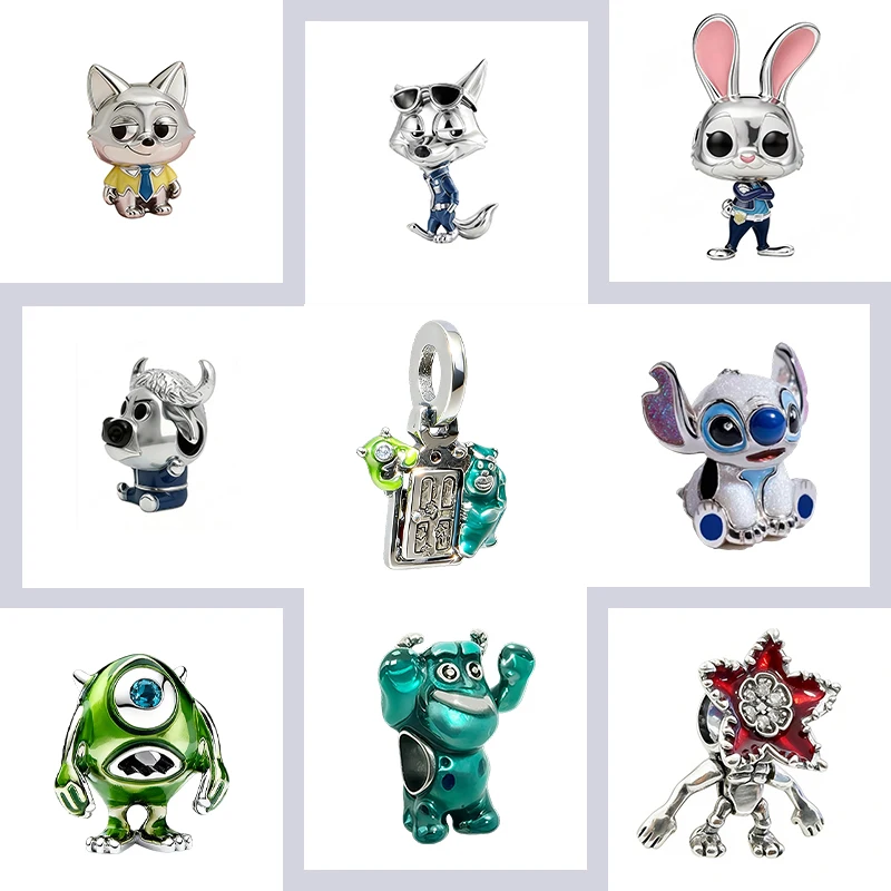 Nuevos Abalorios Originales de Zootopia, Nick y Judy. Abalorios de Pixar Mike Wazowski, Compatibles con Pulseras y Colgantes, Joyería para Mujer, Regalo.