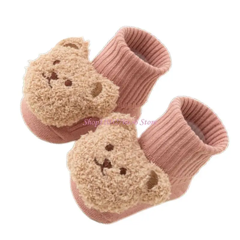 R6FD Non Slip Socks Anti Skid Cotton Floor Socks for Baby Breathable Elastic Cuffs Infant Toddlers Learning to Walk Shoes