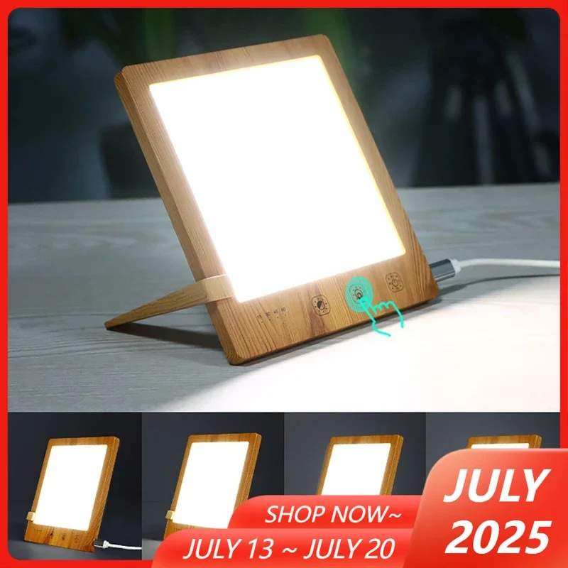 Lámpara de terapia de luz, lámpara LED triste de 10000 Lux, lámpara de fisioterapia emocional táctil inteligente, luz nocturna LED de ajuste continuo