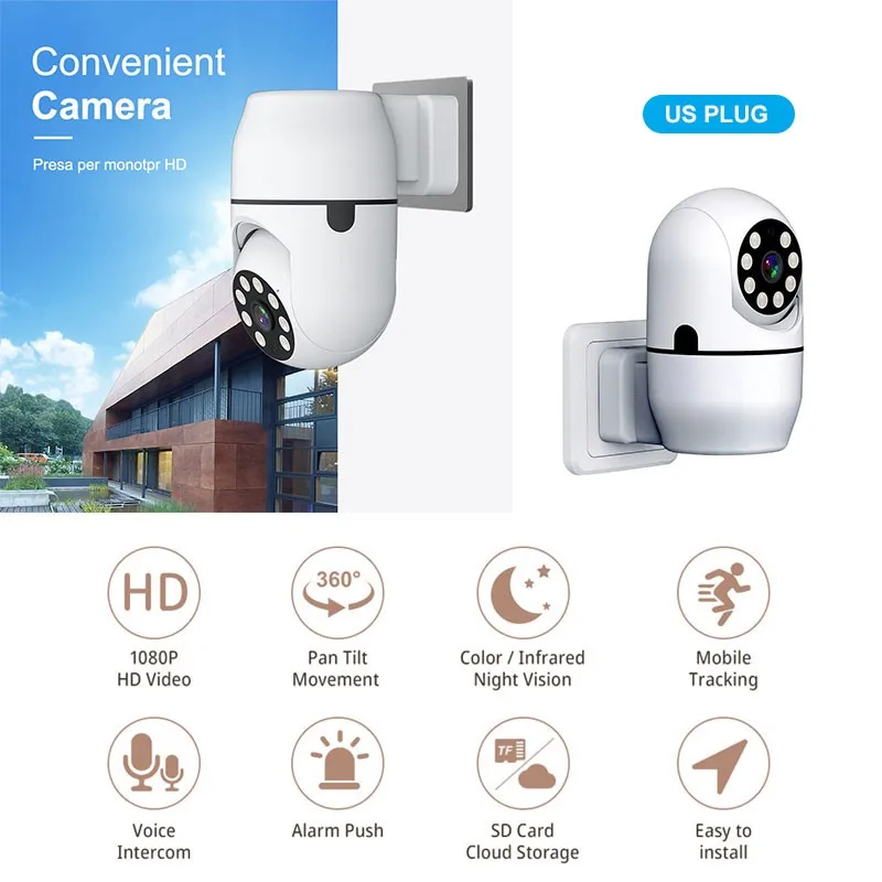 

2MP 1080P Tuya US/EU/UK Plug In P2P 360Degree Wireless PTZ IP Dome Camera Full Color AI Humanoid Detection Security Baby Monitor