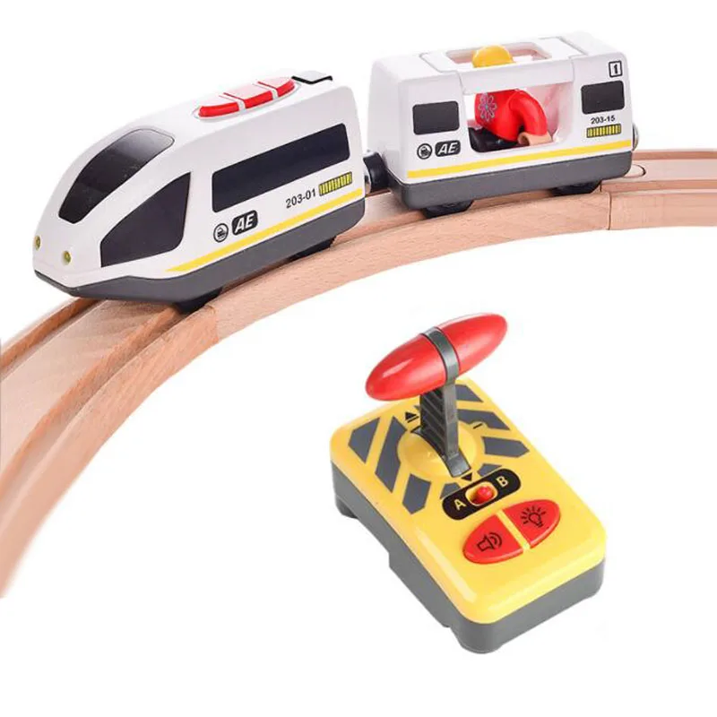 New Kids RC Electric Train Locomotive Magnetic Train Diecast Toy Fit for Wooden Train Railway Track Toys for Children