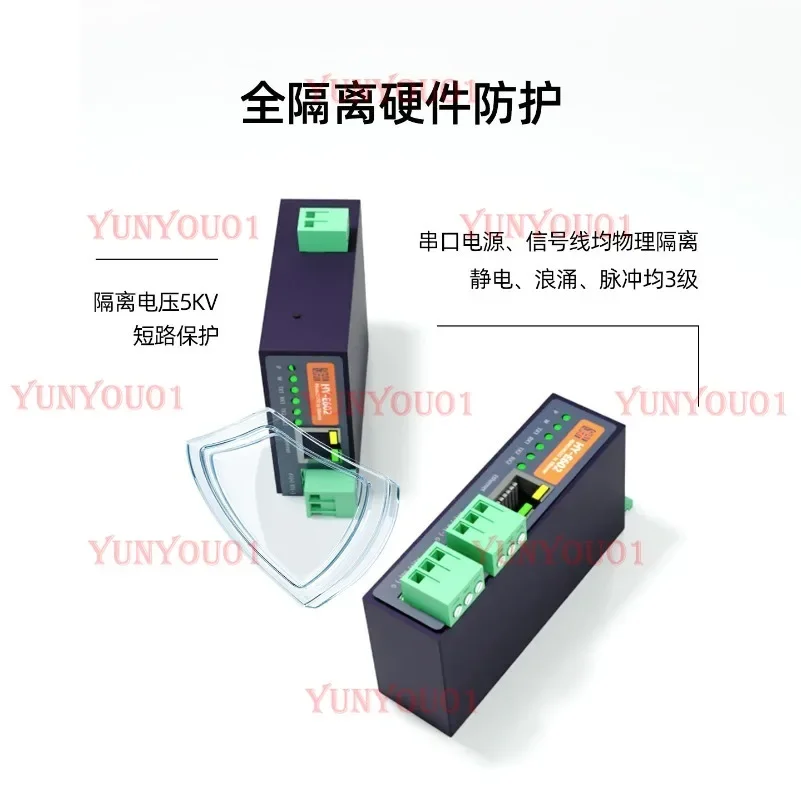 Serial Server RS485 To Ethernet Port Dual Port Module Fully Isolated Modbus Gateway Rail E602
