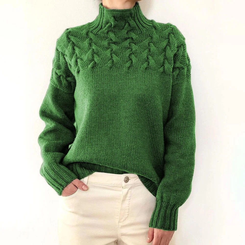 New autumn and winter women\'s clothing fashionable temperament casual commuting details high neck long sleeved sweater