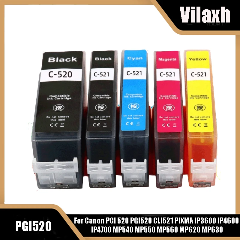 

vilaxh PGI-520 CLI-521 Ink Cartridge For Canon PGI 520 PGI520 CLI521 PIXMA IP3600 IP4600 IP4700 MP540 MP550 MP560 MP620 MP630