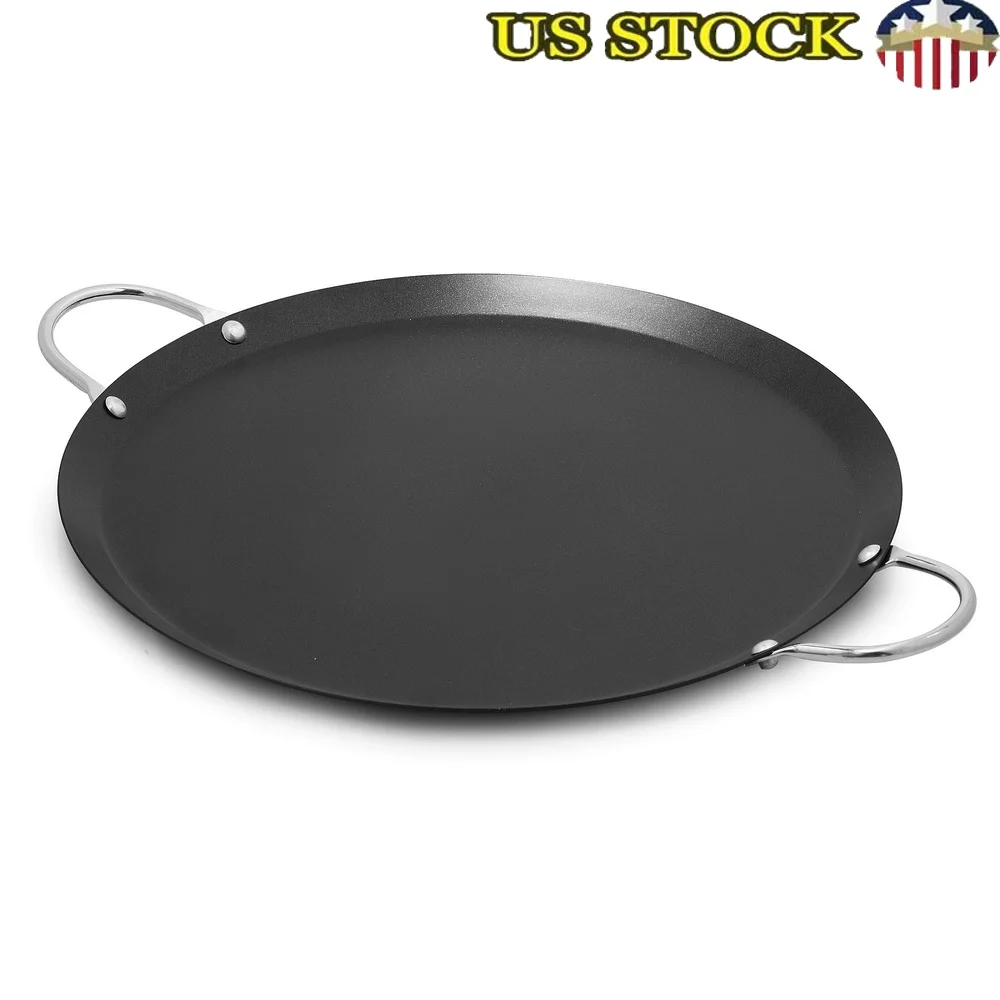 

13.5in Carbon Steel Nonstick Comal with Metal Handles Lightweight Oven Safe Versatile Cooking Essential Kitchen and Serving